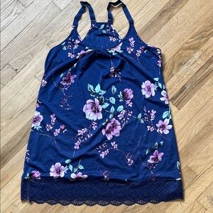 APT.9 Floral Intimates gown— Navy with Pink & Blue Flowers